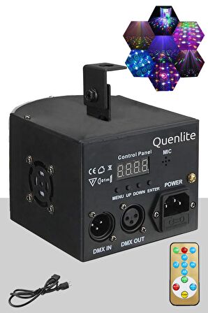 Quenlite QX-55 DMX RGB Sahne Disko Led Işık Sese Duyarlı Otomatik Mod (16 ÇEŞİT DESEN)